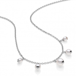 Silver necklace with crystal pearls